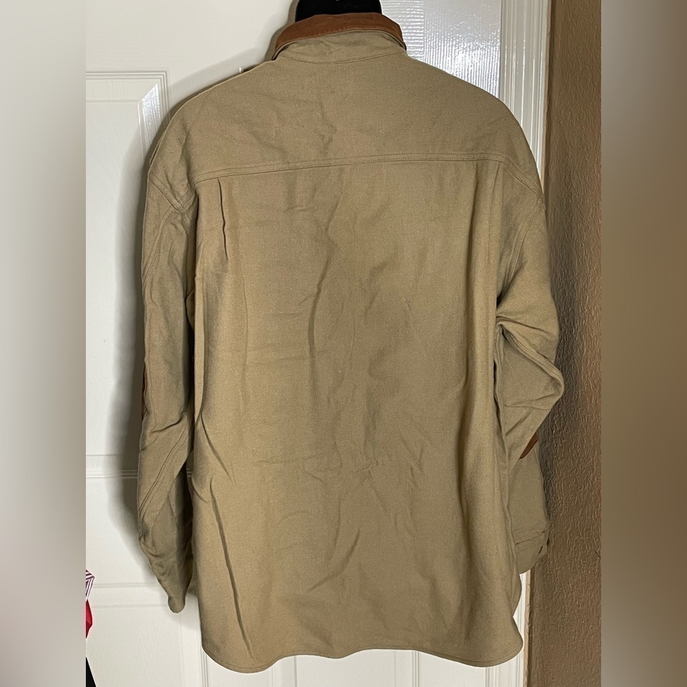Vintage Woolrich Men's Button Down Wool Shirt Brown XL Elbow Patches‌ - Picture 8 of 10